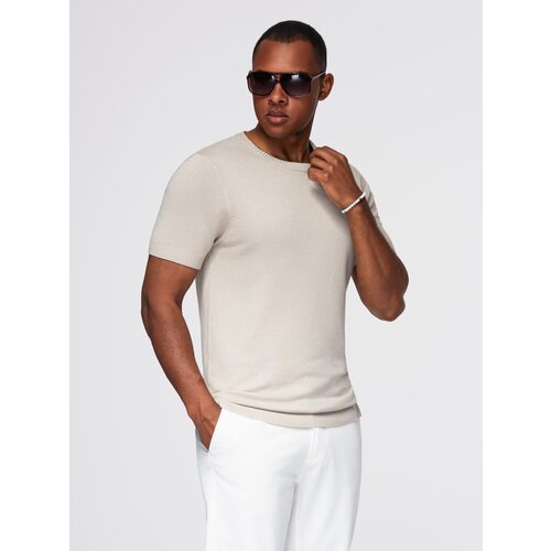 Ombre Classic knitted men's shirt with ribbed cuffs - light grey Cene