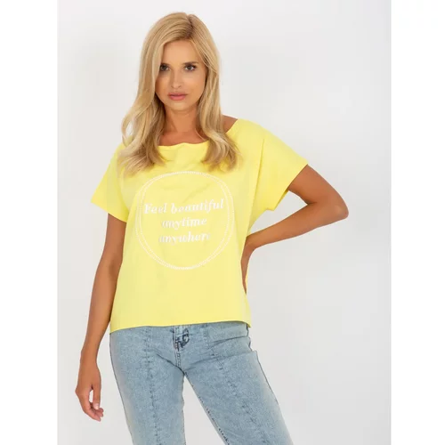 Fashion Hunters One size yellow loose-fitting blouse with short sleeves