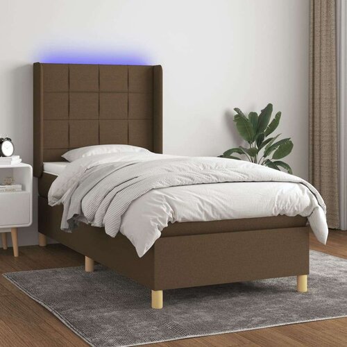  Box spring postelja z vzmetnico LED temno rjava 80x200 cm blago, (20937138) Cene