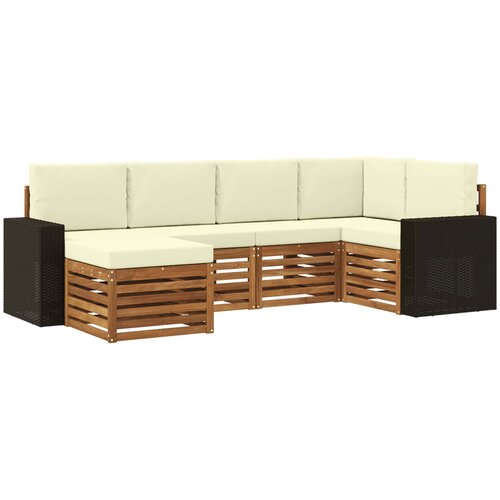 vidaXL Kotna sedežna garnitura z blazino 6 pcs Naravna in smetana, (5000283815) Cene