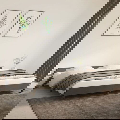 The Living Store Posteljni okvir z vzglavjem temno siv 200x200 cm žamet - Posteljni Okvir Z Vzglavjem, (21490416) Cene