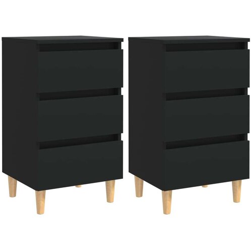 vidaXL noćni ormarići s drvenim nogama 2 kom crni 40 x 35 x 69 cm Cijene