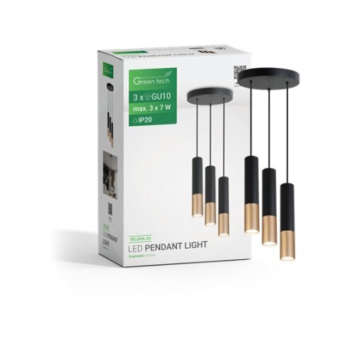 Greentech LED visilica gu10 x3 crno-zlatna ( velora-3s ) Slike