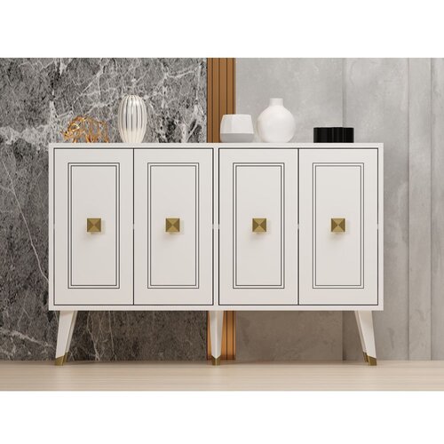 Woody Fashion Hartın - white, gold whitegold console Slike