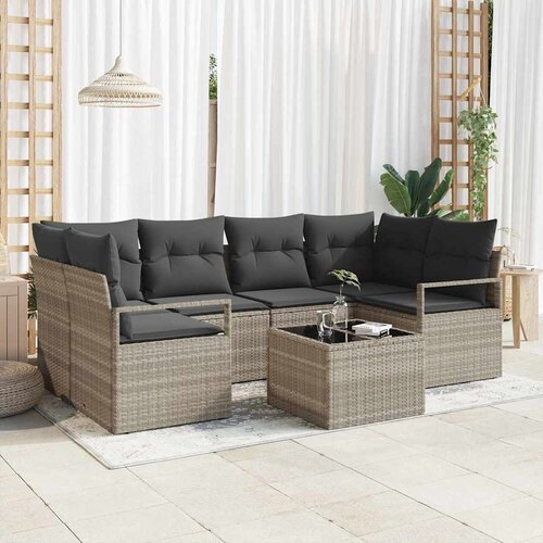  Set sofe 7 pcs Svijetlosiva i tamnosiva poliratan Cene