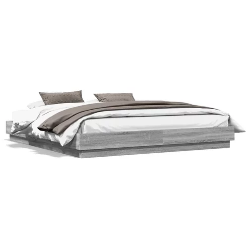  Okvir kreveta s LED svjetlima siva boja hrasta 180 x 200 cm
