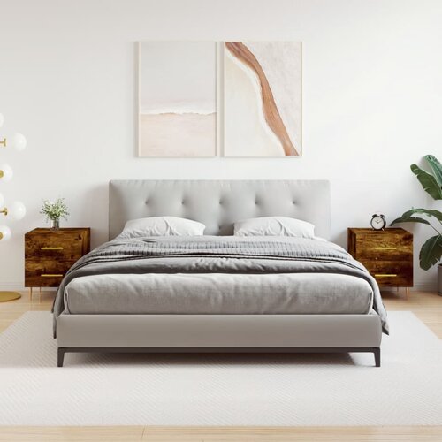 VidaXL Nočna omarica 2 kosa dimljen hrast 40x35x47,5 cm inženirski les Slike