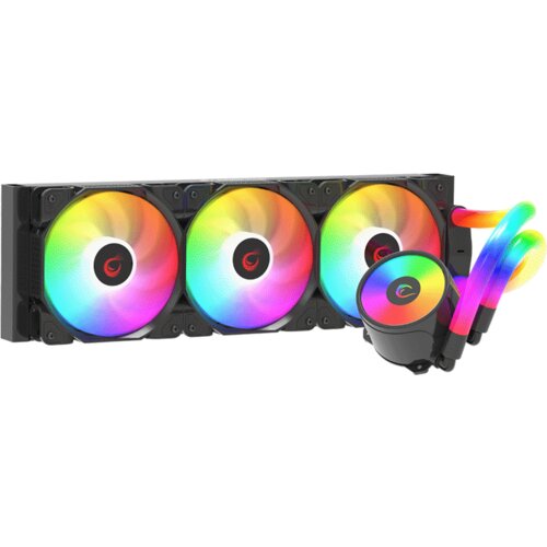 CPU hladnjak AIO Liquid gaming RAMPAGE ICEBLADE C8 Black 72CFM 2000RPM ARGB Fan AM5/LGA1700 Compatible LED Tube 360mm Slike