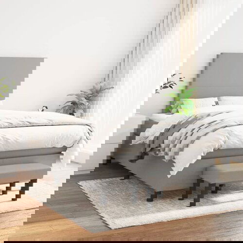 VidaXL Box spring postelja z vzmetnico svetlo siva 120x200 cm blago Slike