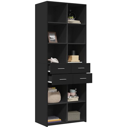  Visoka komoda crna 70 x 42,5 x 185 cm od konstruiranog drva Slike