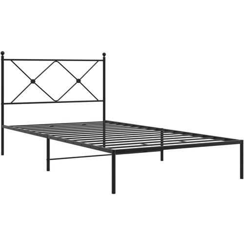 vidaXL Kovinski posteljni okvir z vzglavjem črn 107x203 cm, (21151912) Cene