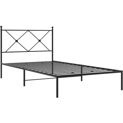 vidaXL Kovinski posteljni okvir z vzglavjem črn 107x203 cm, (21151912)