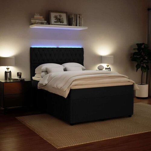 VidaXL Krevet s oprugama i madracem crni 140 x 190 cm bar&amp;scaron;unasti Slike