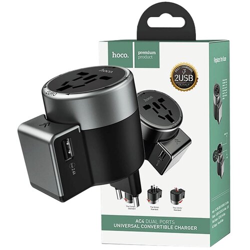 hoco. Punjač Travel, univerzalni, EU/UK/US/AU, 2 x USB,2.5 A – AC4 Dual port rotating charging Cijene