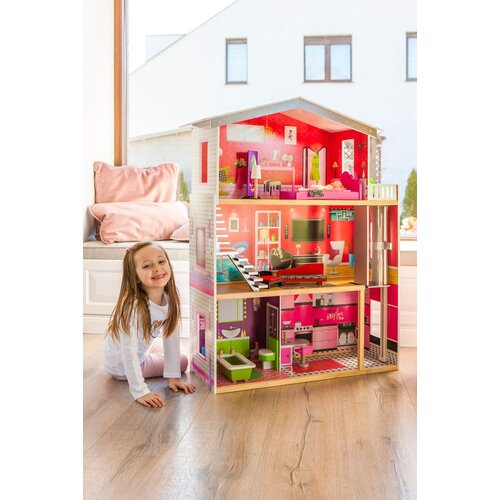 ECO TOYS Velika drvena kućica za lutke s liftom - Malibu residence Slike