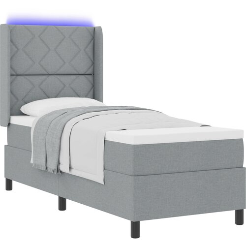 vidaXL Box Spring postelja z vzmetnico in LED lučko svetlo siva 90x190 cm tkanina, (22049799) Cene