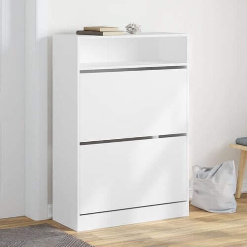 Furnova Omarica za čevlje z 2 predaloma bela 80x34x116 cm, (21955821) Cene
