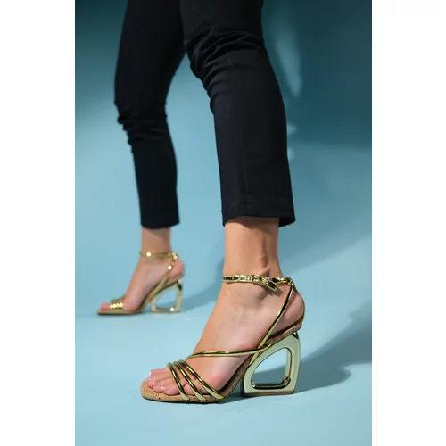 LuviShoes MOLINA Gold Cork Women's Heeled Shoes