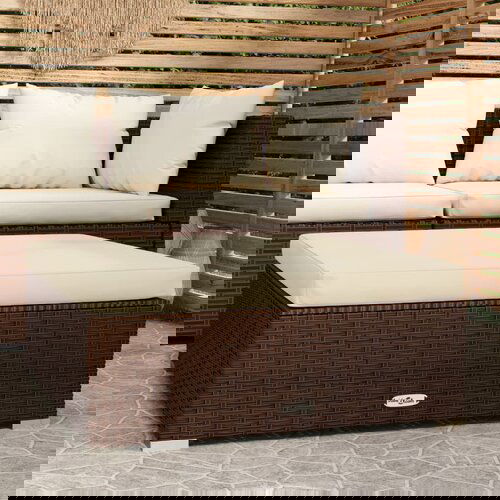 vidaXL Vrtni tabure s jastukom smeđi 70 x 70 x 30 cm od poliratana Cijene