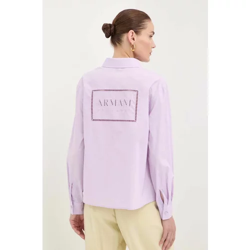 Armani_Exchange Bombažna srajca ženska, vijolična barva, 3DYC27 YN4RZ