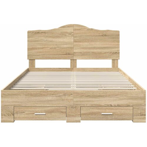  Krevetna konstrukcija s ladicama Sonoma hrast 140 x 190 cm Smeđa 196 x 143 x 100 cm Slike