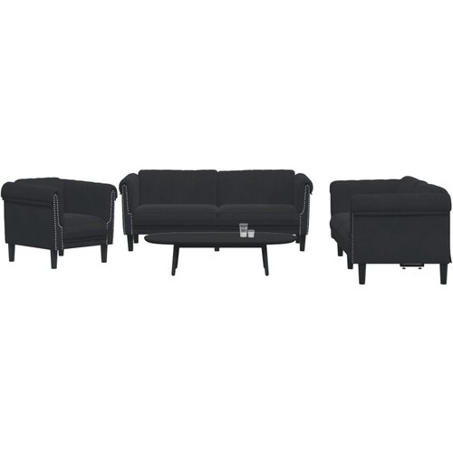vidaXL 3-dijelni set sofa crni baršunasti Cijene