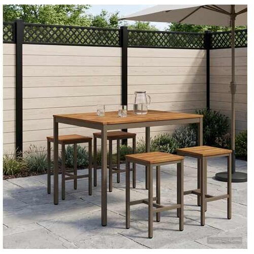 VidaXL Vrtni Bar Miza Naravna in kava 110 x 108,5 x 105 cm Slike