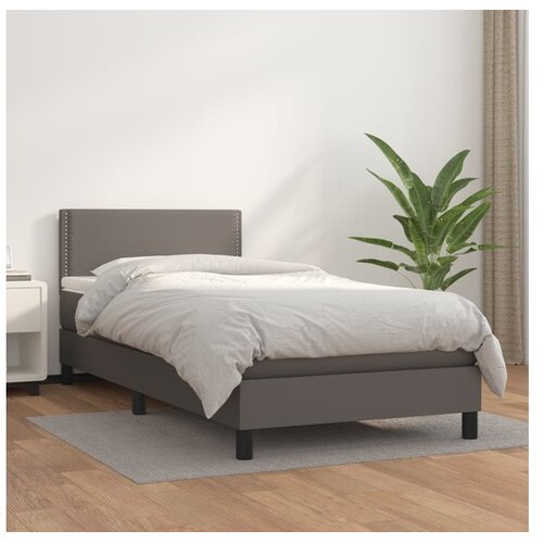  Box spring postelja z vzmetnico siv 100x200 cm umetno usnje Cene