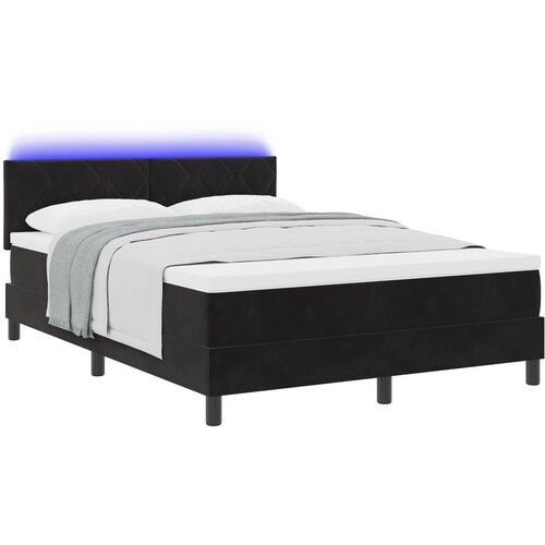 vidaXL Box Spring Postelja z Blazino in LED Črna 160x200 cm Žamet Cene