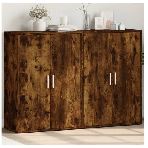 VidaXL Komoda 2 kom boja dimljenog hrasta 60x31x84cm konstruirano drvo Slike