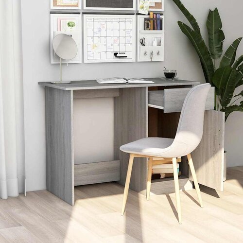  Radni stol boja hrasta sonome 100x50x76 cm konstruirano drvo Siva Slike