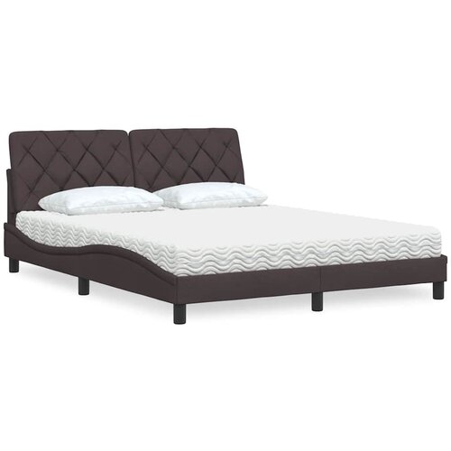 VidaXL Krevet s madracem tamnosmeđi 160x200 cm tkanina Slike