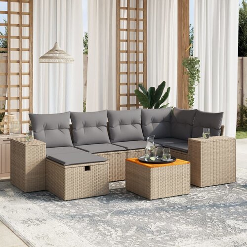 vidaXL 7-dijelni set vrtnih sofa s jastucima bež od poliratana Cene