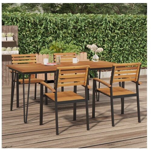 VidaXL Vrtna miza z nogami V oblike 180x90x75 cm trden akaci Slike