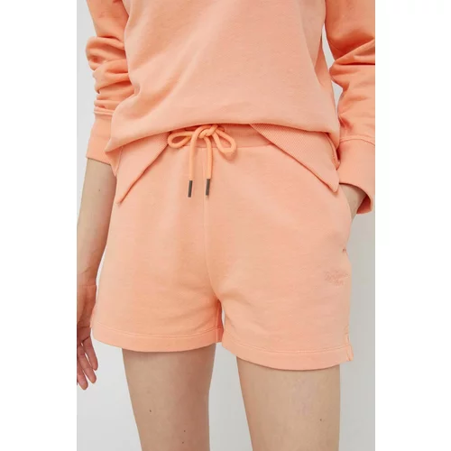 Pepe Jeans Pamučne kratke hlače Whitney boja: narančasta, glatki materijal, visoki struk