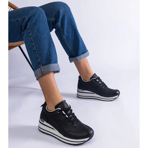 Gemre Black sneakers adorned with glitter and metallic insert Ursula Cene