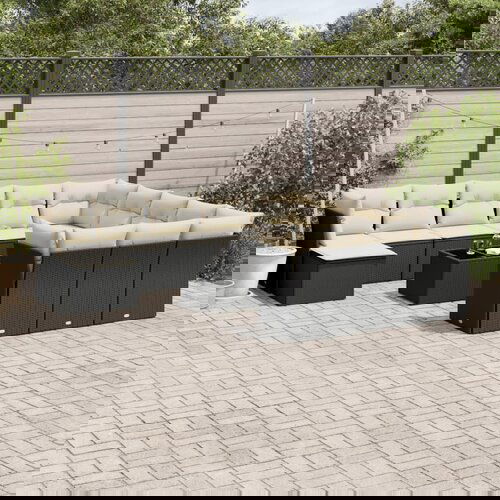  The Living Store Vrtna sedežna garnitura 13-delna z blazinami črn poli ratan - Vrtna Sedežna Garniture, (21481625) Cene