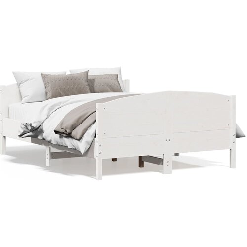  The Living Store Posteljni okvir brez vzmetnice bel 140x200 cm trdna borovina - Posteljni Okvir, (21450448) Slike