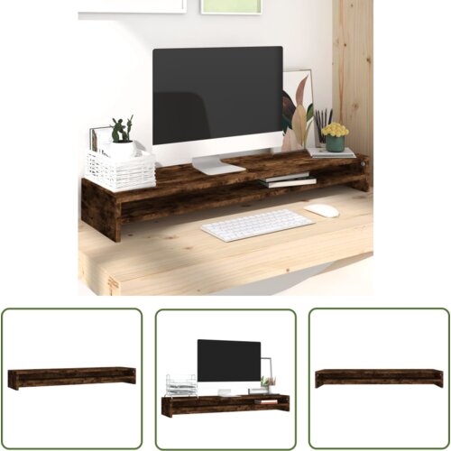 The Living Store Stojalo za zaslon dimljeni hrast 100x24x13 cm konstruiran les - Stojalo Za Zaslon, (21738385) Slike