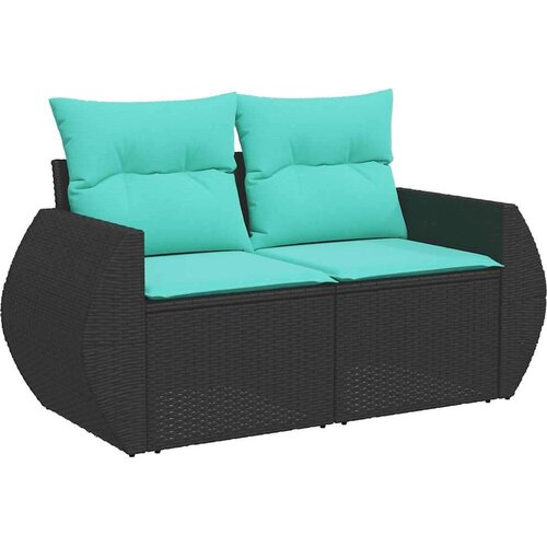  Vrtna garnitura - 10-dijelni set vrtnih sofa s jastucima crni od poliratana - Crna 1 Slike