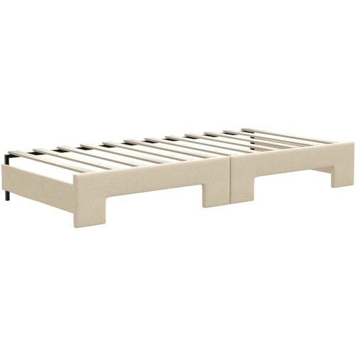  Dnevni krevet na razvlačenje s ladicama krem 100x200 cm tkanina Slike