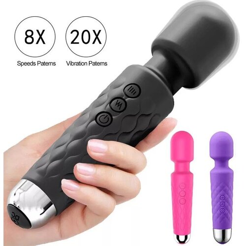 Adam i Eva Mini AV Wand vibrator (vodootporan/ 20 brzina) crna Slike