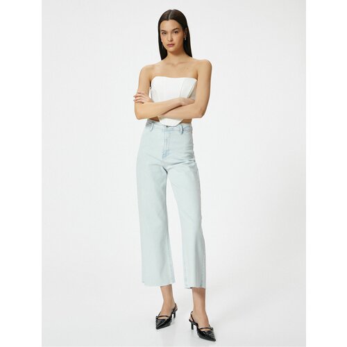 Koton Wide Leg Jeans High Waist Flexible Comfy Fit Pocket Cotton Cotton - Sandra Jeans Cene
