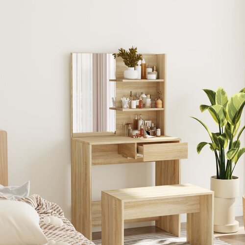 vidaXL Toaletna mizica z ogledalom sonoma hrast 74,5x40x141 cm Cene
