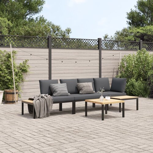VidaXL 4-dijelni set vrtnih sofa s jastucima crni aluminijski Slike