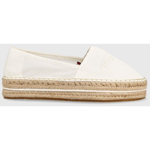 Tommy Hilfiger Espadrile Th Textured Flatform bela barva Slike