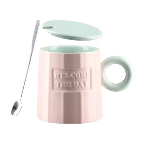  Moka &amp;scaron;olja sa poklopcem keramička mint - roze 350ml ( 705244 ) Slike