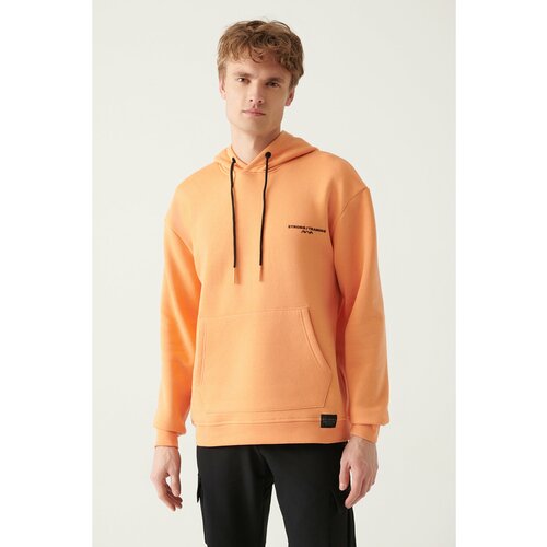 Avva Orange Oversize Hooded Collar Printed Unisex Sweatshirt Cene
