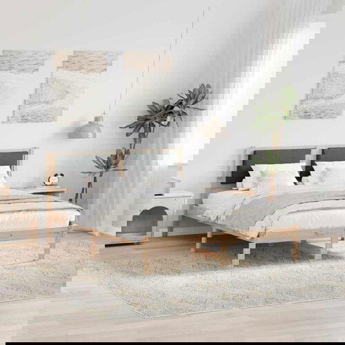 VidaXL Krevetna konstrukcija s uzglavljem Tamno siva 140 x 200 cm Slike