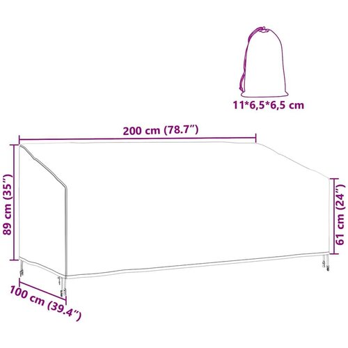 vidaXL Pokrov za vrtno klop 200 x 100 x 89 cm 420D oksfordska tkanina Cene